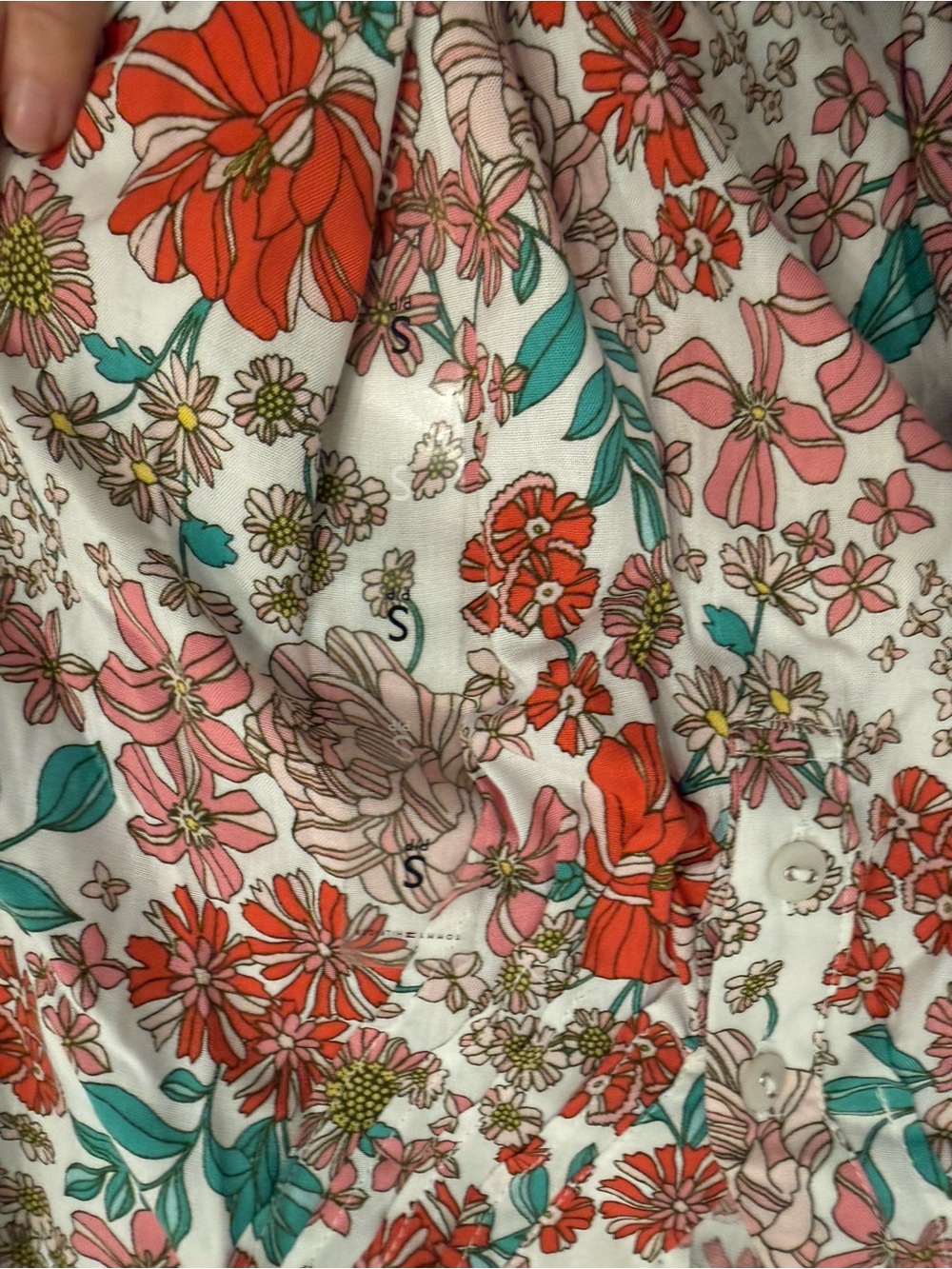 Tommy Hilfiger White Floral V-Neck Long Sleeve Tie-Waist Dress - Picture 9 of 9